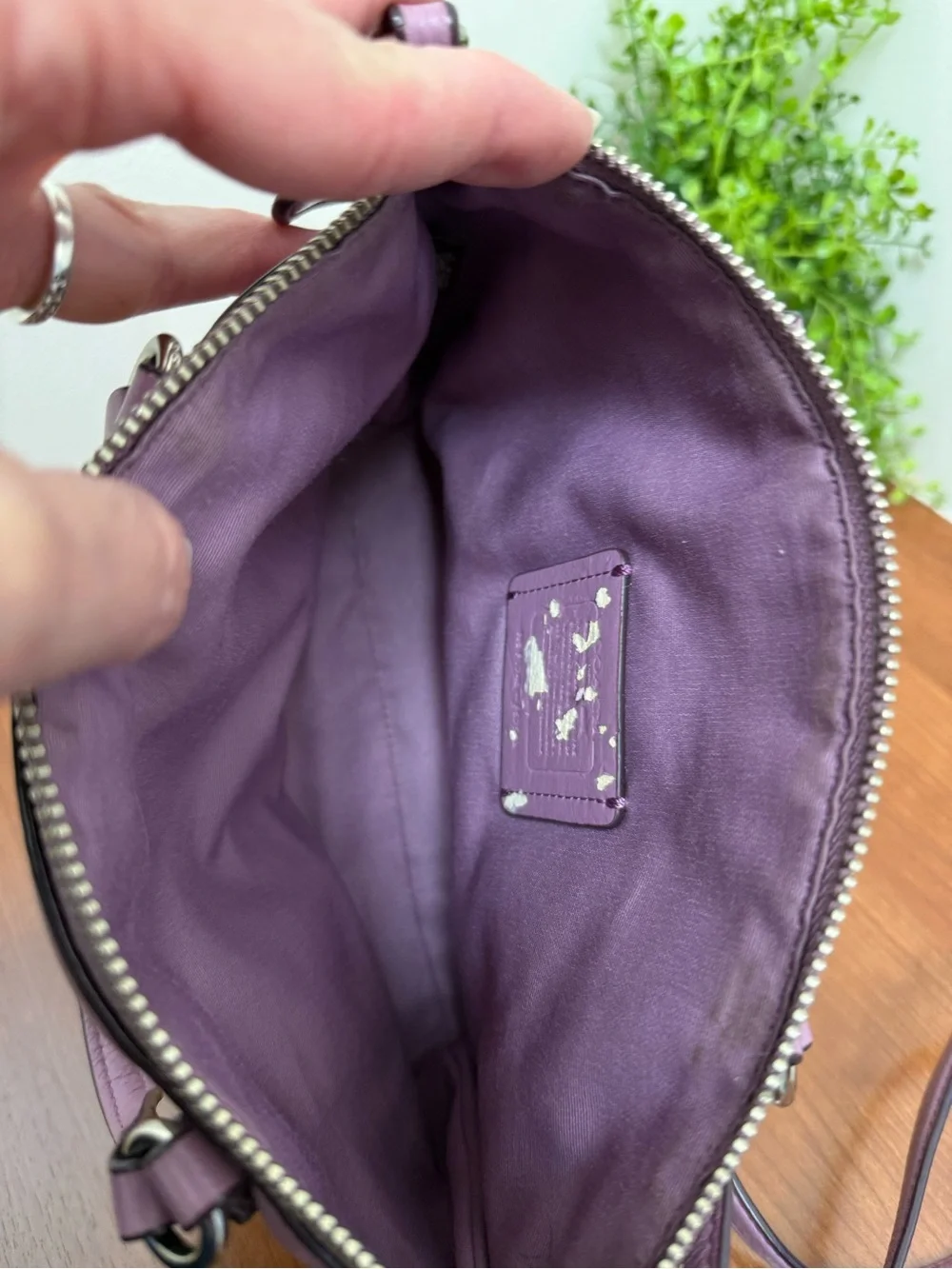 Coach MINI Kelsey Satchel Lilac Pebbled Leather Two Way Crossbody Top Handle EUC
